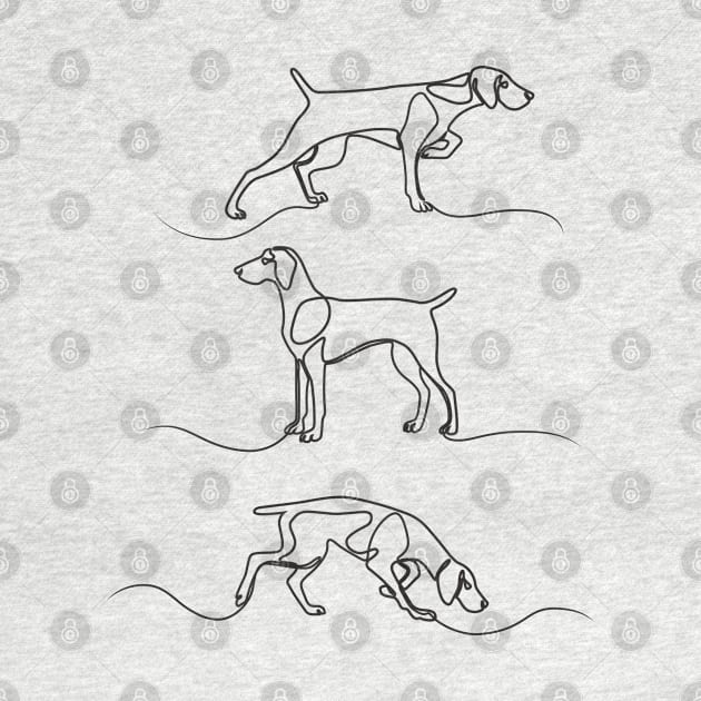 Continuous Line Weimaraners With Docked Tails (Black and White) by illucalliart